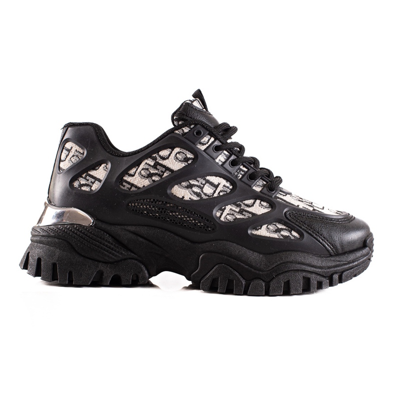 TRENDI Adidași negri pe platformă negru