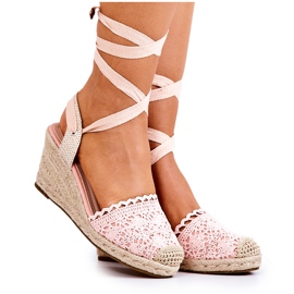 FC2 Espadrile Pe O Pană Ajurata Roz Lettica