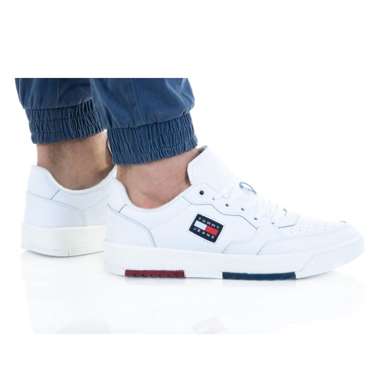 Pantofi Tommy Hilfiger Bascet Leather M EM0EM00899 alb
