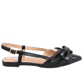Balerini Candy Black cu toc deschis negru