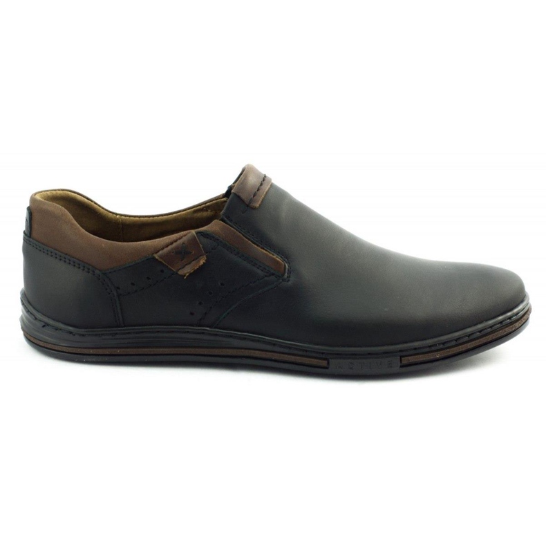 Polbut Pantofi slip-on 401 pentru bărbați de culoare neagră maro negru