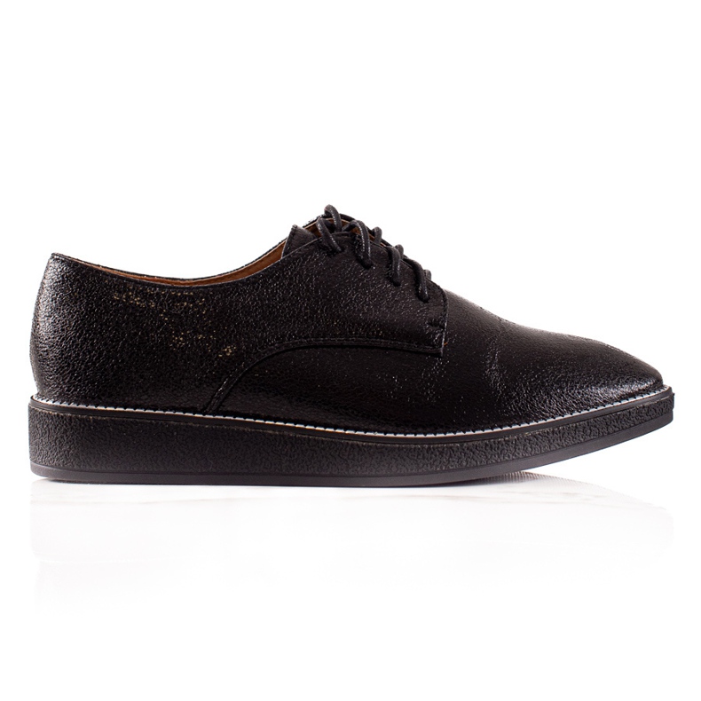 TRENDI Pantofi strălucitori cu șireturi negru