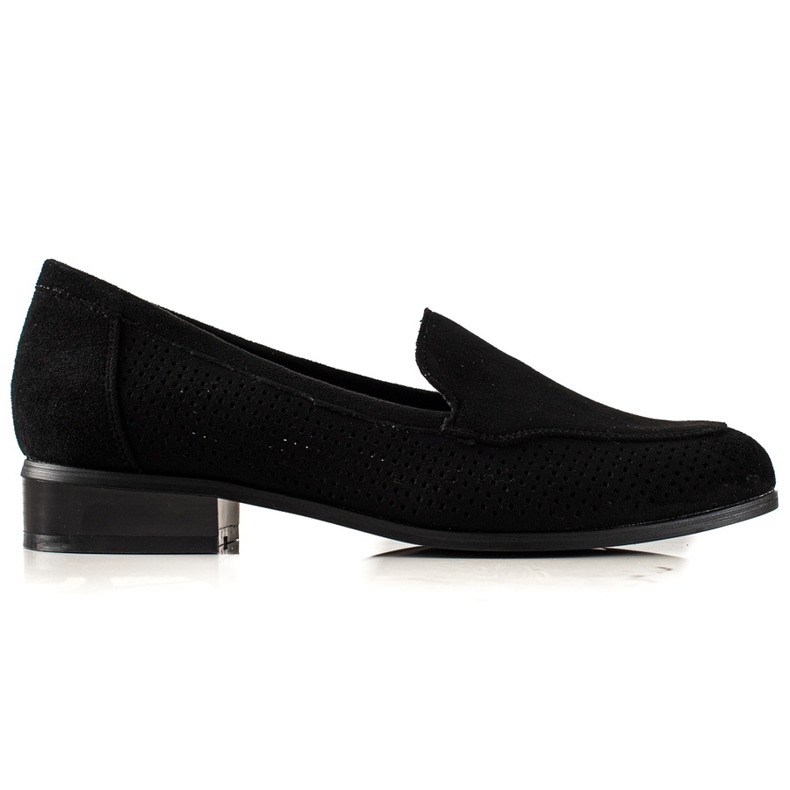 Vinceza Pantofi din piele intoarsa ajurata negru