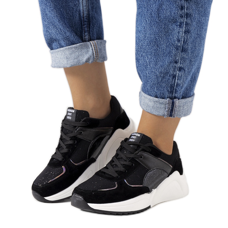 Tenisi Cotter negri strălucitori negru