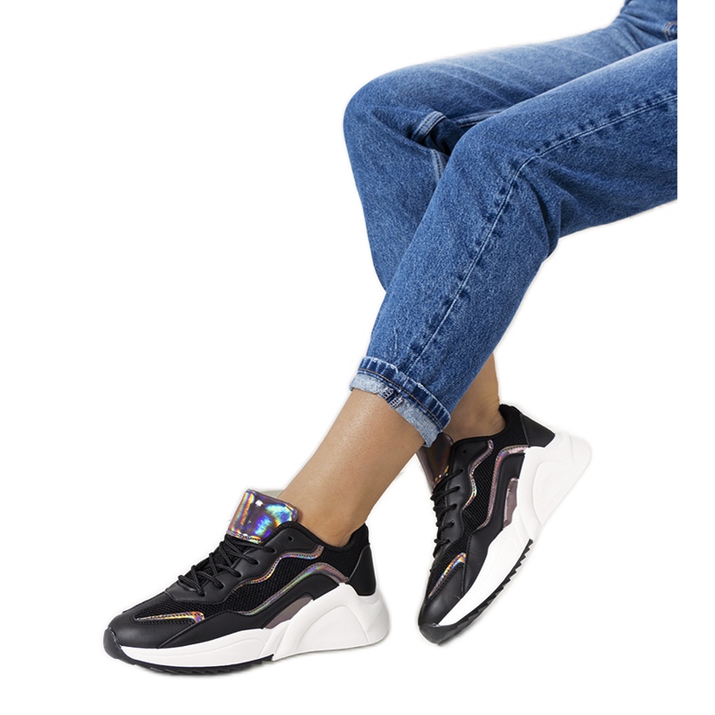 Tenisi Ingram negri holografici negru argint