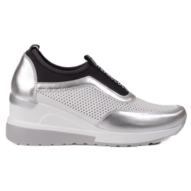 Adidași cu ajur VINCEZA alb argint