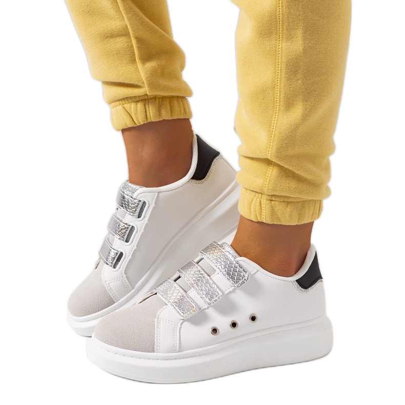 Tenisi de damă Herrick albi și argintii Tenisi de damă Herrick albi și argintii