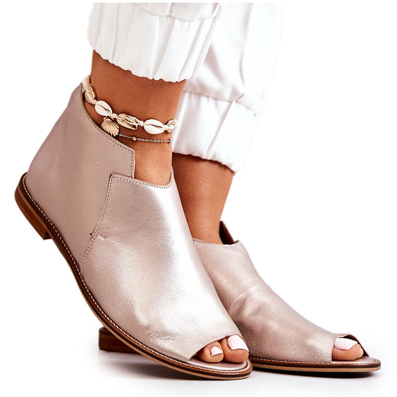 Cizme din piele pe toc Laura Messi Gold 2324 de aur