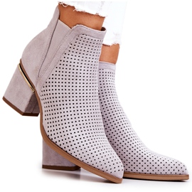 PS1 Cizme de cowboy ajurate din piele intoarsa Helloni gri