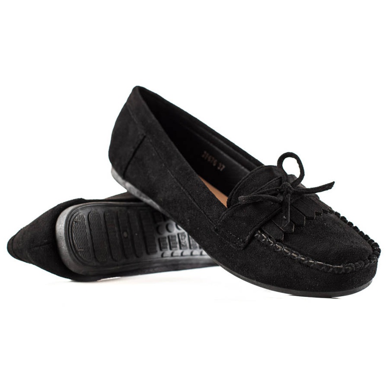 TRENDI Mocasini casual din piele de căprioară negru