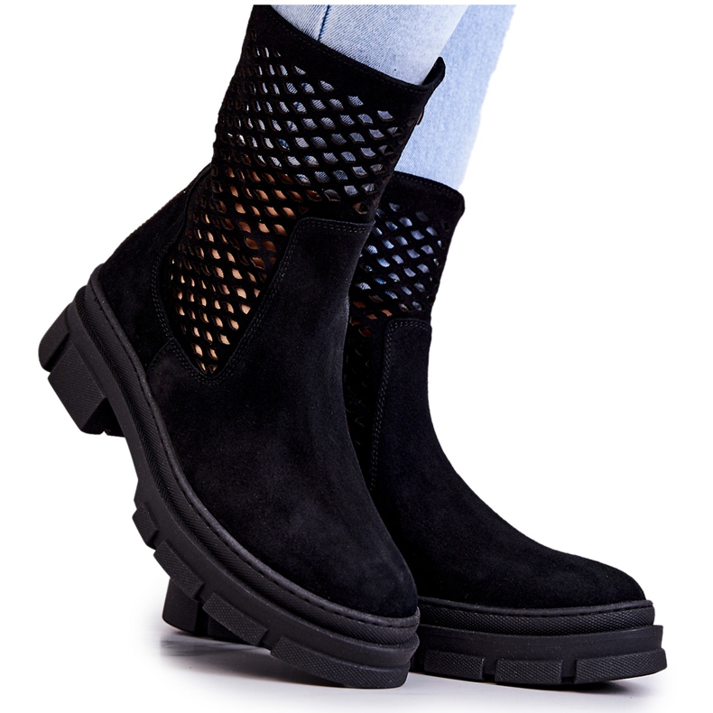 Cizme din piele Muncitorilor Nicole Black 2711 negru