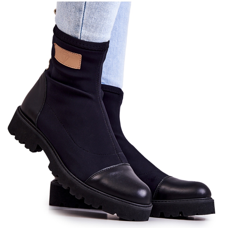 Slip-on din material Nicole Black 2705 negru