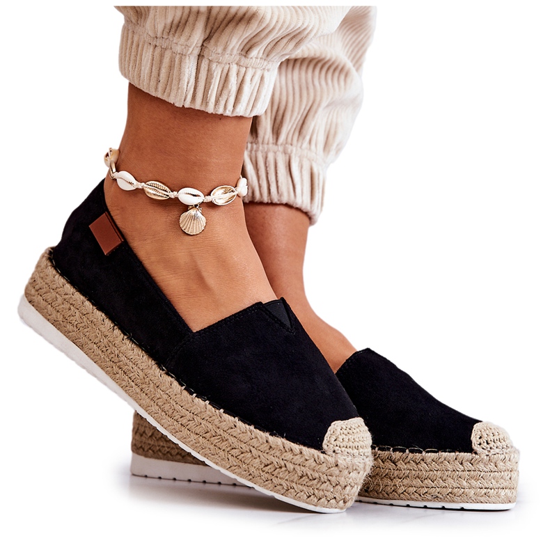 FB2 Espadrile negre Lesley din piele intoarsa negru