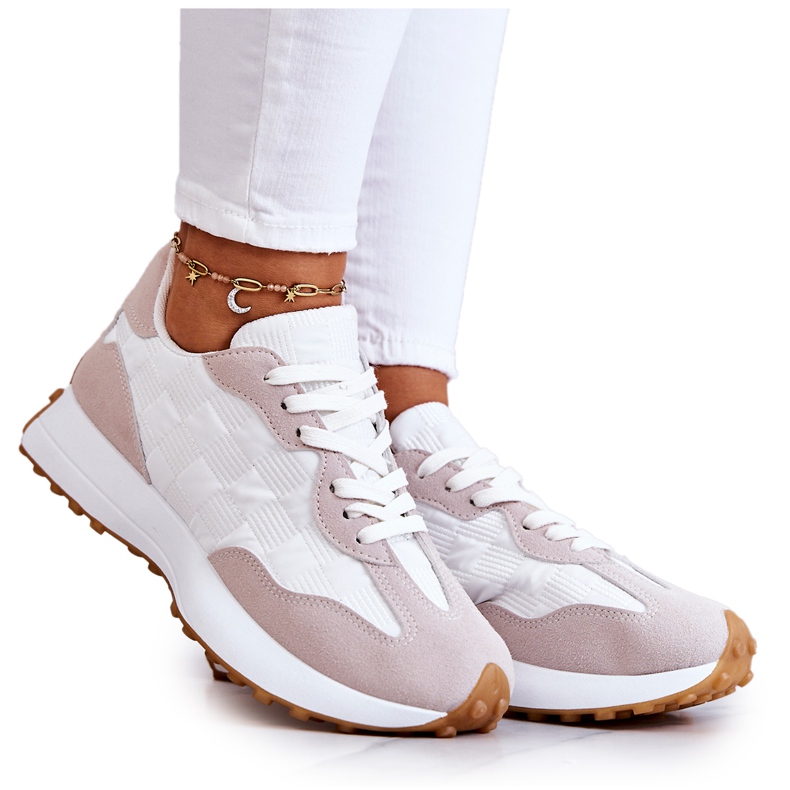 FJ1 Pantofi sport clasici, legati alb si bej Patrice