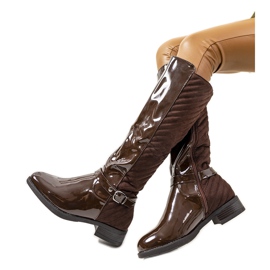Cizme maro din piele lacuita Timotea