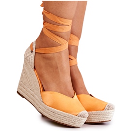 FS1 Espadrile Terrific Orange Sandale cu pană portocale