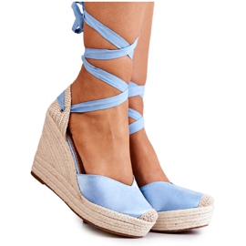 FS1 Espadrile, sandale pe un toc albastru Minunat bej FS1 Espadrile, sandale pe un toc albastru Minunat bej