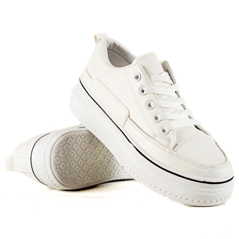 TRENDI Adidași eleganti pe platformă alb TRENDI Adidași eleganti pe platformă alb