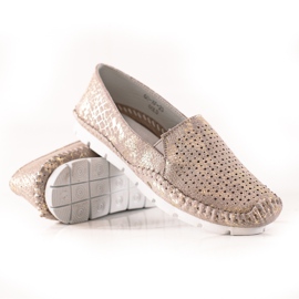Goodin Mocasini din piele aurie bej de aur Goodin Mocasini din piele aurie bej de aur
