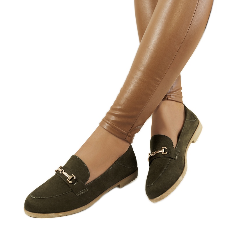 Mocasini Aniria verzi cu toc plat kaki verde Mocasini Aniria verzi cu toc plat kaki verde