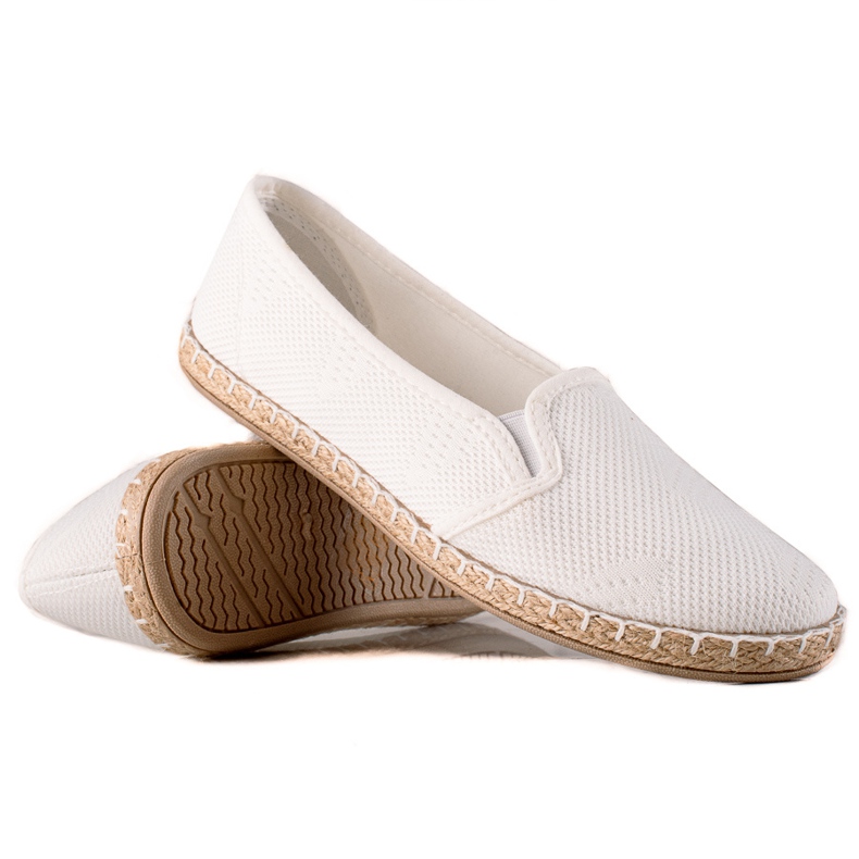 TRENDI Espadrile casual alunecoase alb