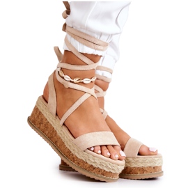 FB2 Espadrile cu pană din piele intoarsa Sandale Shanny Beige bej FB2 Espadrile cu pană din piele intoarsa Sandale Shanny Beige bej