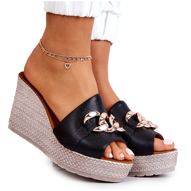 Lewski Shoes Papuci din piele Lewski 3062 Black negru