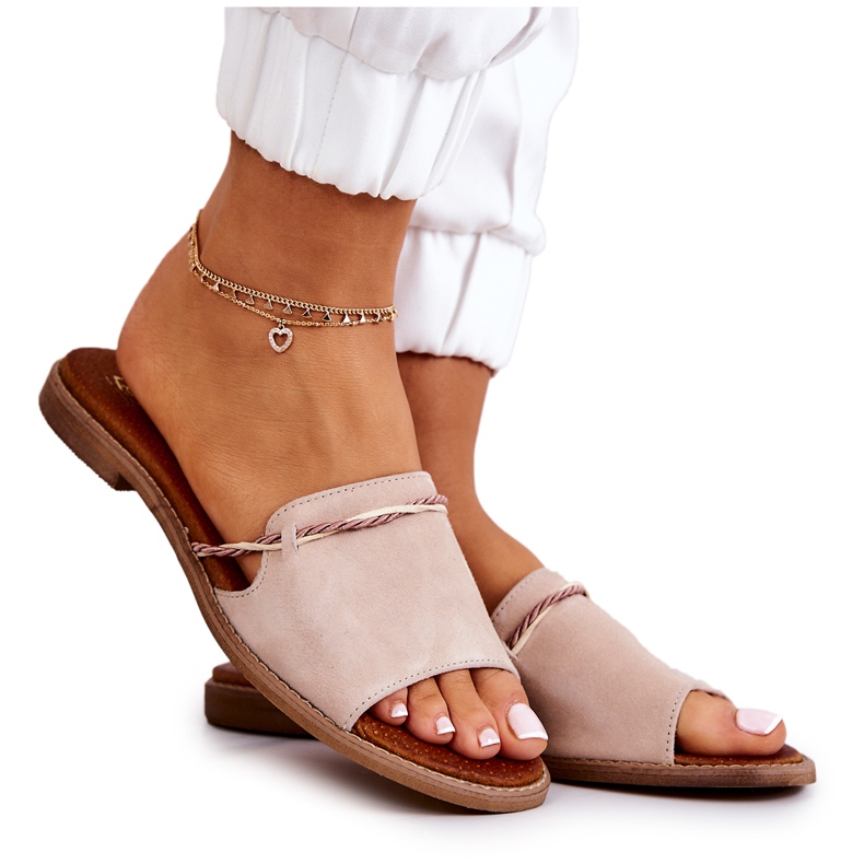 Lewski Shoes Papuci din piele intoarsa Pantofi Lewski 3047 Bej