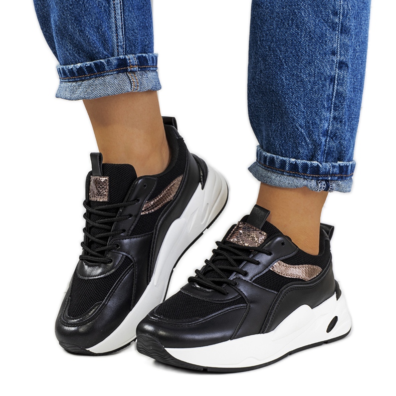 Pantofi sport negri Nazaria negru de aur Pantofi sport negri Nazaria negru de aur