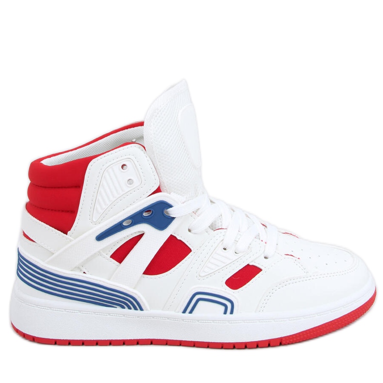Tenisi înalți Pall White Red alb roșu albastru