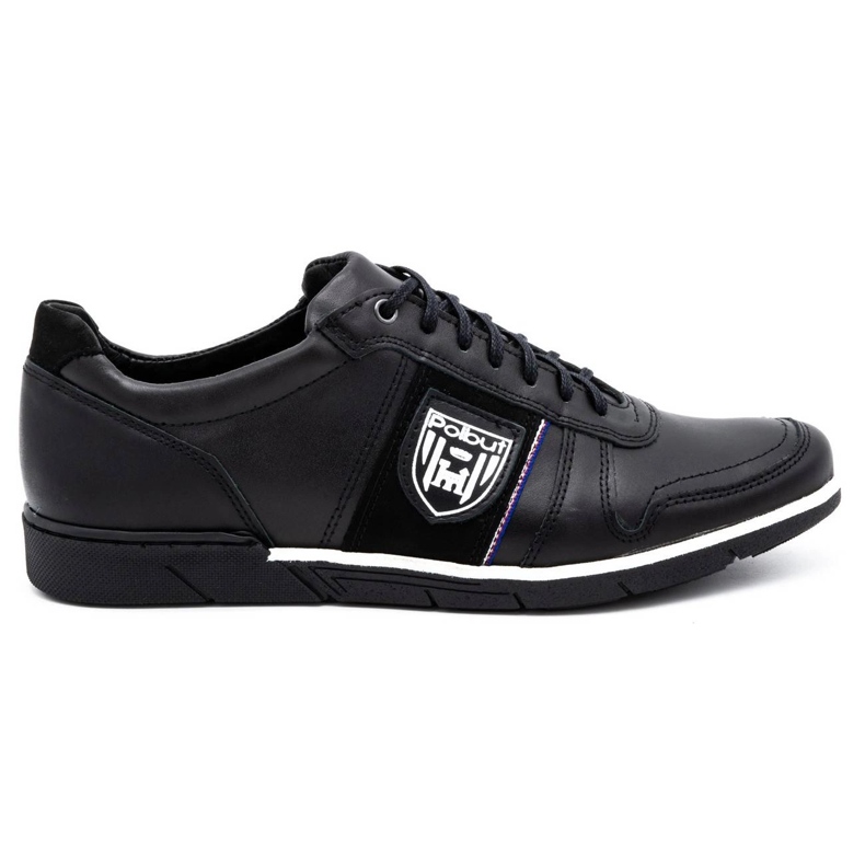 Polbut Pantofi casual barbati din piele 2113 granulatie neagra negru