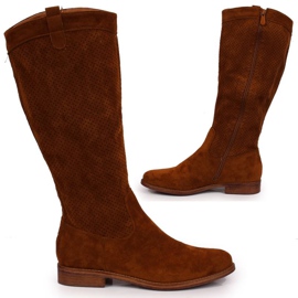 Cizme de primăvară ajurate S. Barski W OLI139B cămilă maro