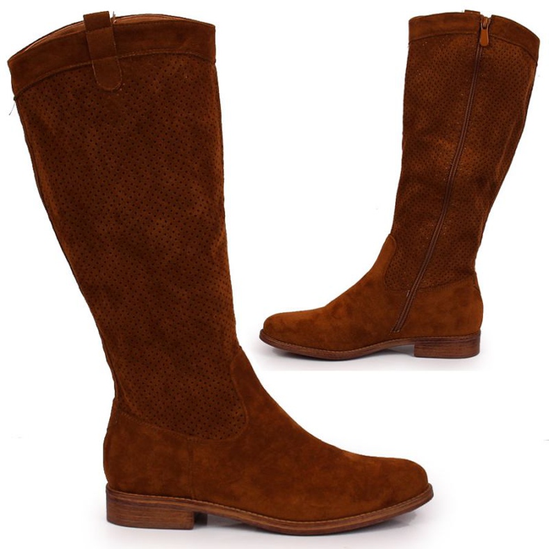 Cizme de primăvară ajurate S. Barski W OLI139B cămilă maro Cizme de primăvară ajurate S. Barski W OLI139B cămilă maro