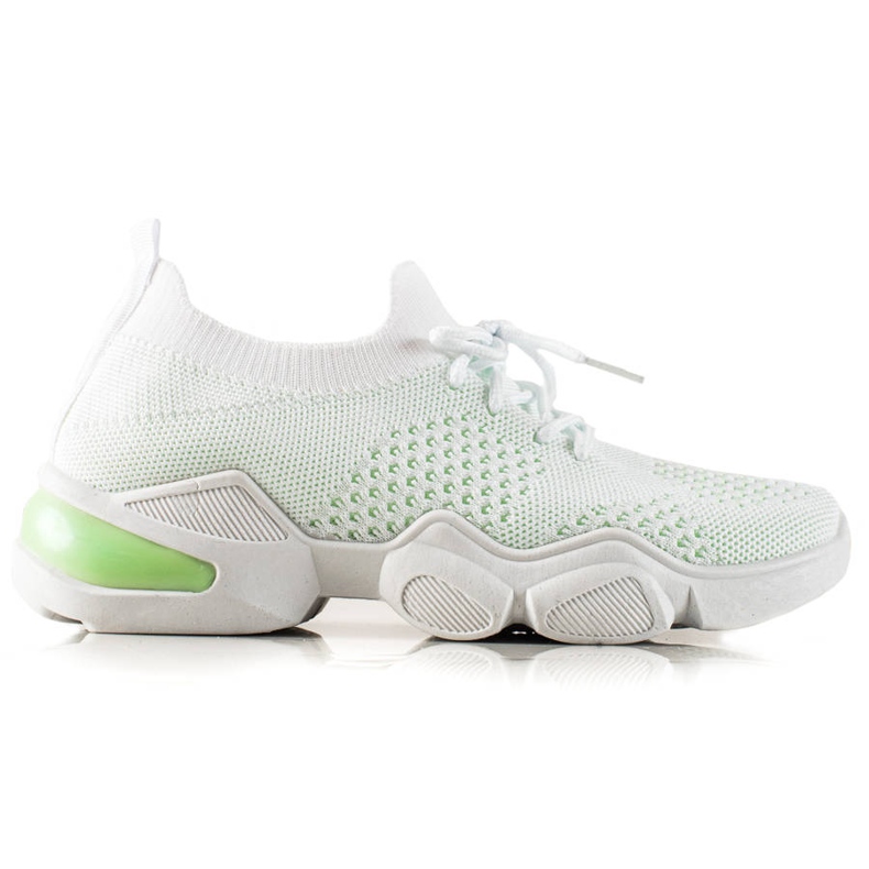 TRENDI Adidași albi cu dantelă verde