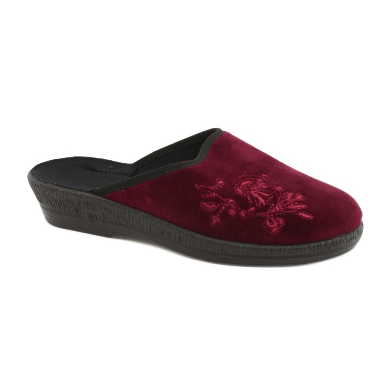 Papuci Befado velur 219D427 papuci burgund negru roșu multicolor Papuci Befado velur 219D427 papuci burgund negru roșu multicolor