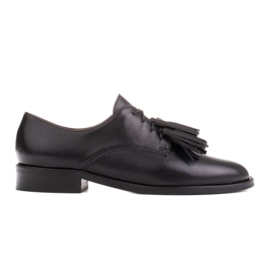 Marco Shoes Pantofi cu siret cu franjuri negru