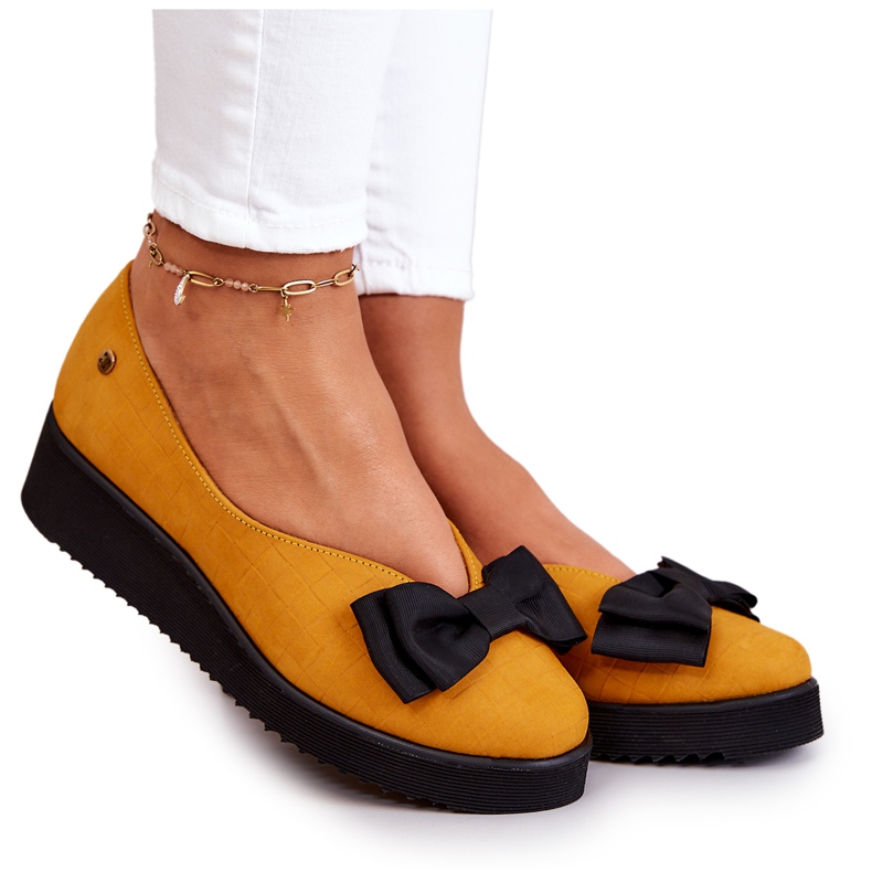 Balerini din piele intoarsa pe platforma Maciejka 05062-07 Galben negru Balerini din piele intoarsa pe platforma Maciejka 05062-07 Galben negru