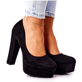 WS1 Pompe din piele intoarsa pe platforma Bemiso neagra negru