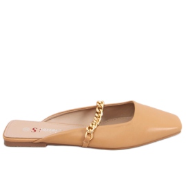 Chiara Camel papuci cu lant maro Chiara Camel papuci cu lant maro