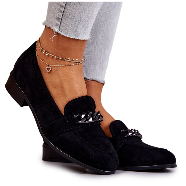 Vinceza Mocasini Yasmin din piele intoarsa neagra negru