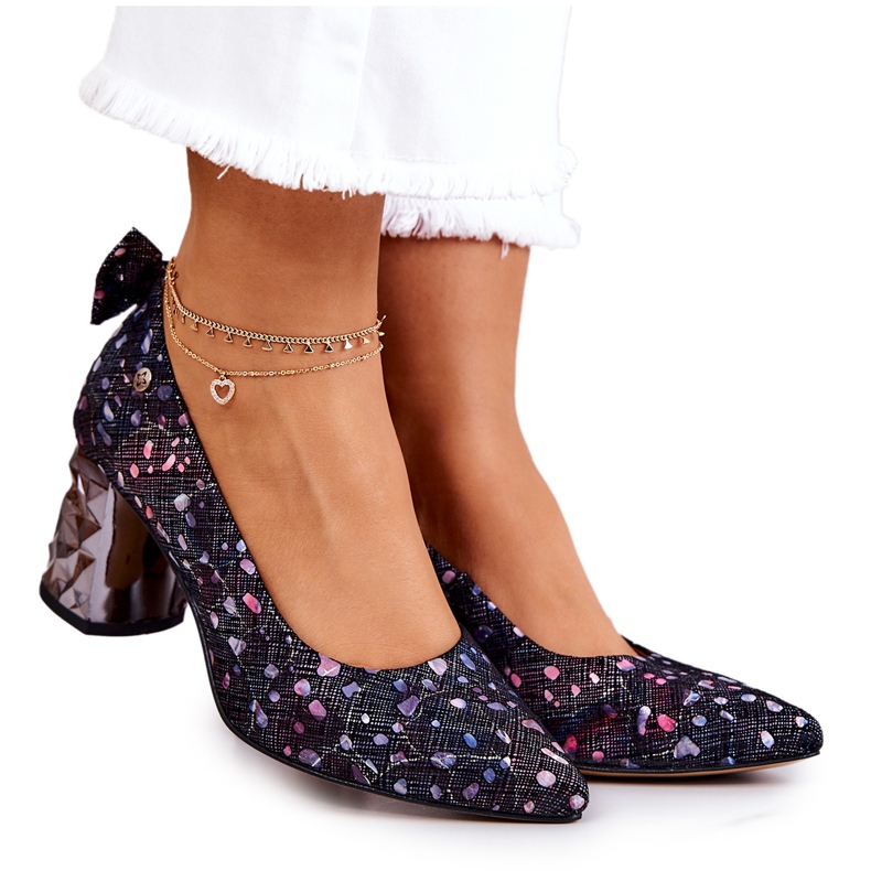 Pompi De Piele Pe Un Bar Maciejka 05334-15 Bleumarin albastru marin roz multicolor