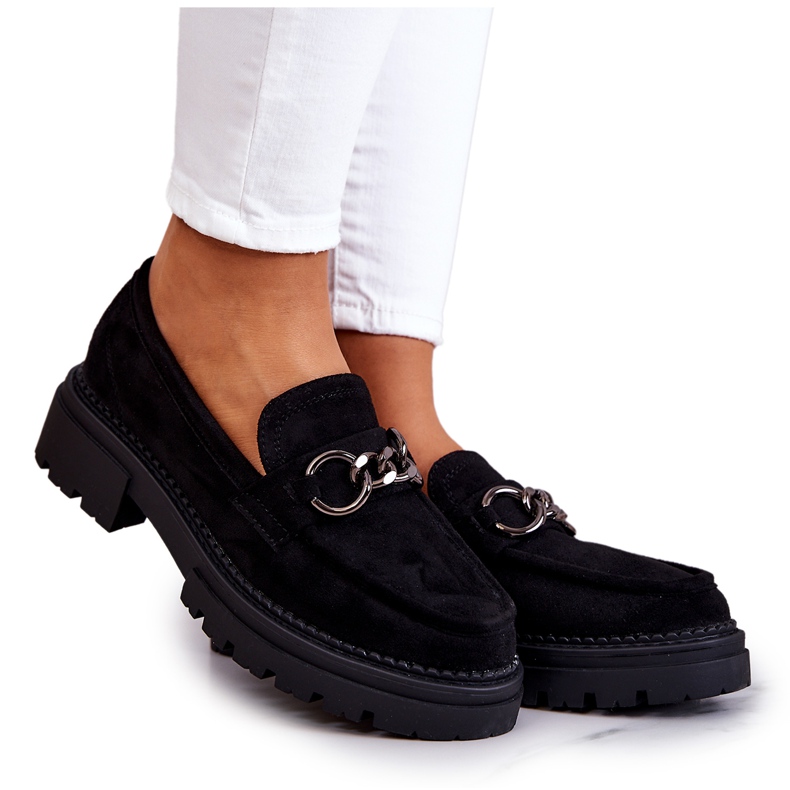 Mocasini de dama din piele intoarsa La.Fi Black Willows negru