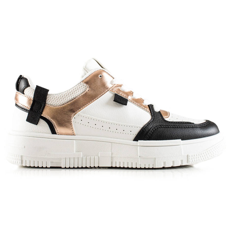 TRENDI Adidași eleganți alb negru de aur