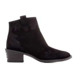 Marco Shoes Botine elegante din piele cu tocuri joase negru Marco Shoes Botine elegante din piele cu tocuri joase negru