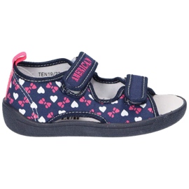 American Club Sandale americane papuci, inserție piele TEN19 / 22 Bleumarin albastru marin