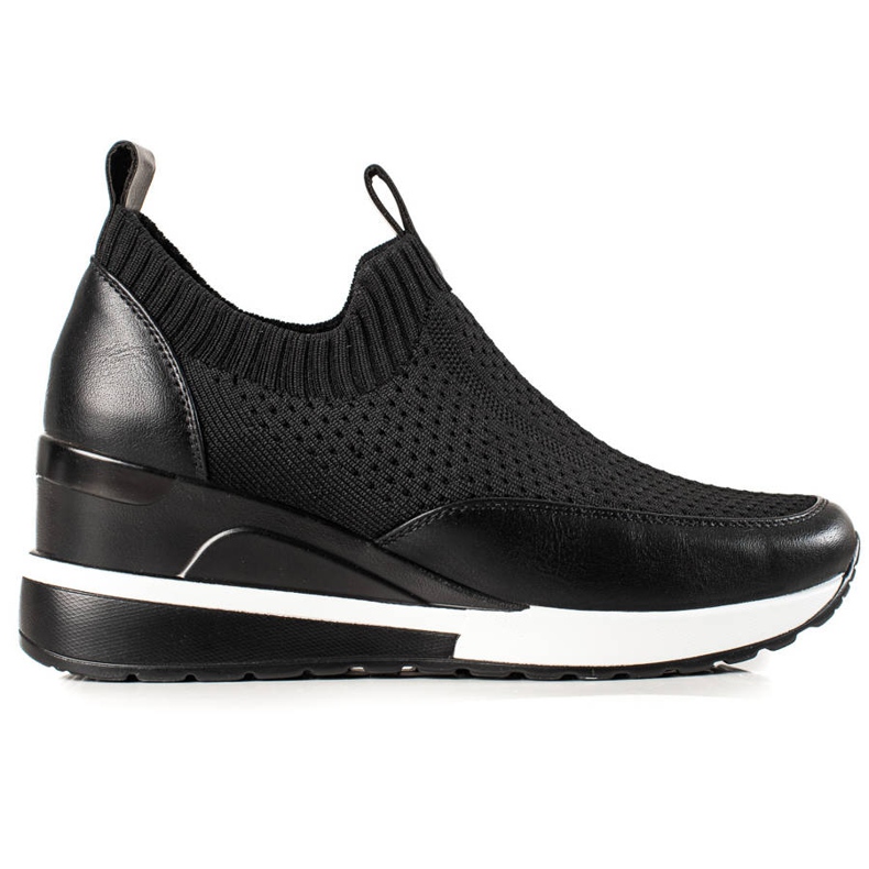 Tenisi din material textil pe pană VINCEZA negru Tenisi din material textil pe pană VINCEZA negru