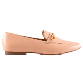 Ideal Shoes Mocasini eleganți cu zirconiu cubic bej Ideal Shoes Mocasini eleganți cu zirconiu cubic bej