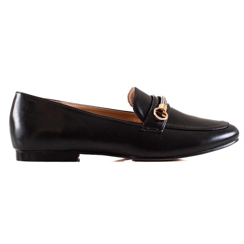 Ideal Shoes Mocasini eleganți cu zirconiu cubic negru Ideal Shoes Mocasini eleganți cu zirconiu cubic negru