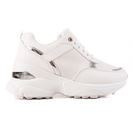 Diamantique Adidași eleganți pe platformă alb
