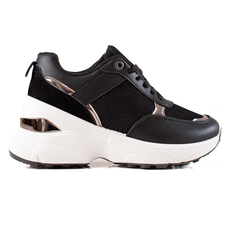 Diamantique Adidași eleganți pe platformă negru